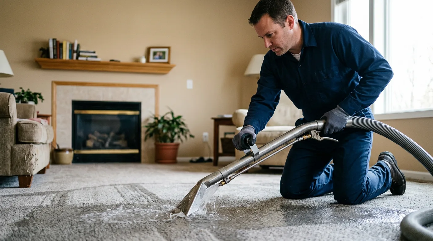 Water damage restoration technician working near Scotrun, PA